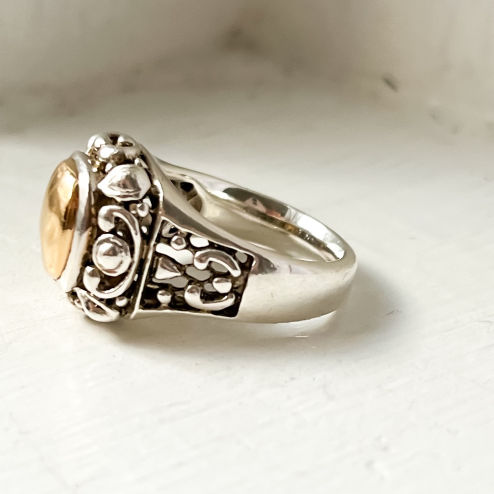 Antique 14k ESPO Yellow Gold Sterling Silver Ring 925 Joe Esposito Size 7-7.5 - Picture 2 of 5